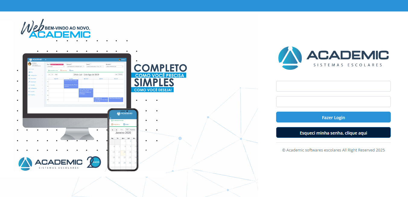 Tela de acesso ao Web Academic