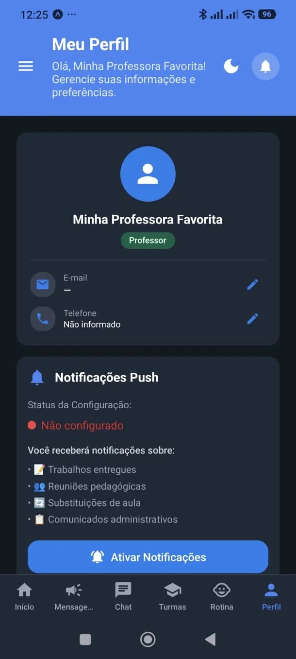 Perfil no aplicativo Academic